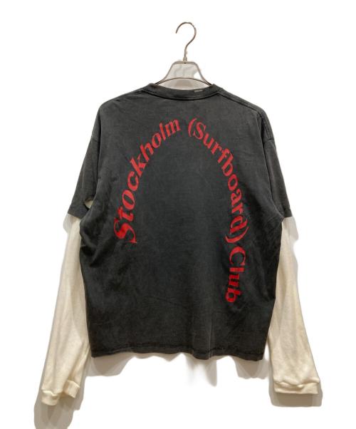 Stockholm Surfboard Club（ストックホルム サーフボード クラブ）Stockholm Surfboard Club (ストックホルム サーフボード クラブ) レイヤード ボックス ロングスリーブティー ブラック サイズ:Ⅿの古着・服飾アイテム