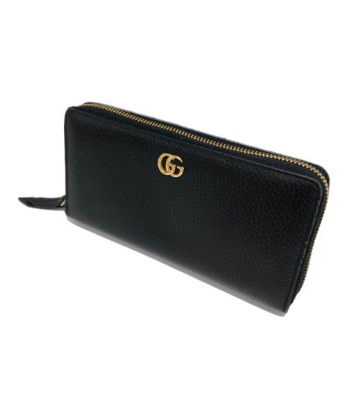 GUCCI（グッチ）GUCCI (グッチ) ダブルGG ジップアラウンド ウォレット ブラックの古着・服飾アイテム