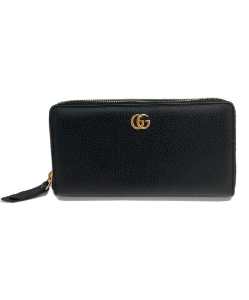 GUCCI（グッチ）GUCCI (グッチ) ダブルGG ジップアラウンド ウォレット ブラックの古着・服飾アイテム