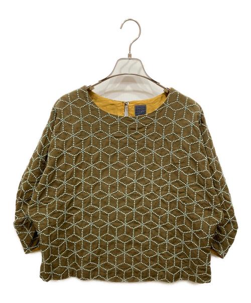 mina perhonen（ミナ ペルホネン）mina perhonen (ミナ ペルホネン) 総柄ブラウス ブラウン サイズ:SIZE 38の古着・服飾アイテム