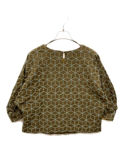 mina perhonen（ミナ ペルホネン）mina perhonen (ミナ ペルホネン) 総柄ブラウス ブラウン サイズ:SIZE 38の古着・服飾アイテム