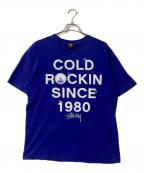stussyステューシー）の古着「COLD ROCKINプリントTシャツ」｜ブルー