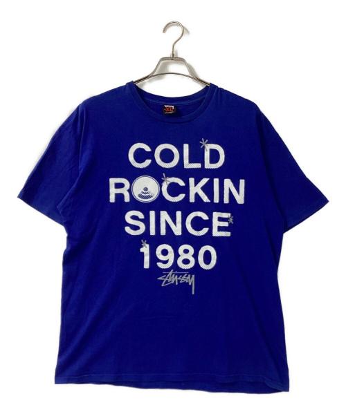 stussy（ステューシー）stussy (ステューシー) COLD ROCKINプリントTシャツ ブルー サイズ:XLの古着・服飾アイテム