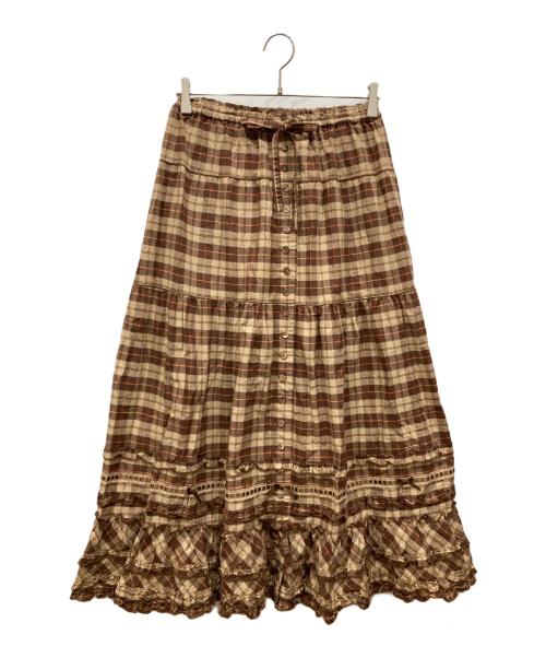 PINK HOUSE（ピンクハウス）PINK HOUSE (ピンクハウス) フレアチェックスカート ブラウン サイズ:無しの古着・服飾アイテム
