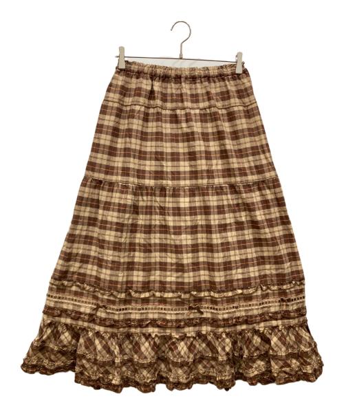 PINK HOUSE（ピンクハウス）PINK HOUSE (ピンクハウス) フレアチェックスカート ブラウン サイズ:無しの古着・服飾アイテム