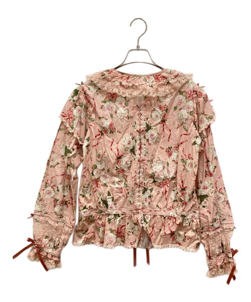 PINK HOUSE（ピンクハウス）PINK HOUSE (ピンクハウス) フリル花柄レースブラウス ピンク サイズ:不明の古着・服飾アイテム