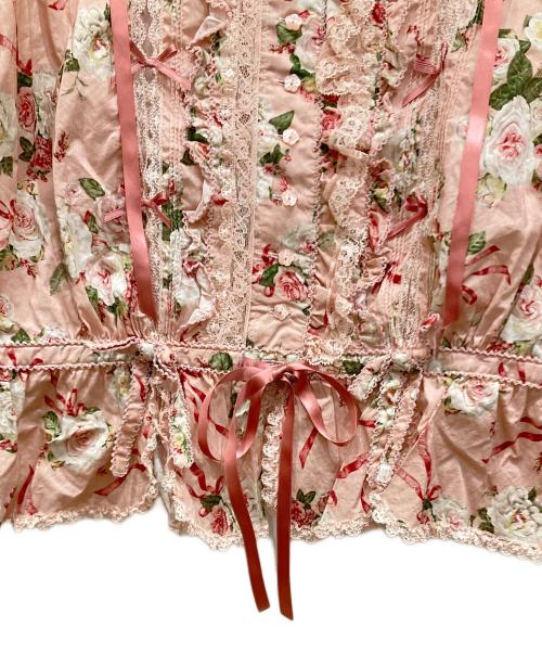 PINK HOUSE（ピンクハウス）PINK HOUSE (ピンクハウス) フリル花柄レースブラウス ピンク サイズ:不明の古着・服飾アイテム