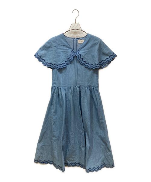 INGEBORG（インゲボルグ）INGEBORG (インゲボルグ) スカラ刺繍ビックカラーワンピース インディゴ サイズ:SIZE 3の古着・服飾アイテム