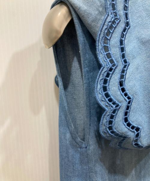 INGEBORG（インゲボルグ）INGEBORG (インゲボルグ) スカラ刺繍ビックカラーワンピース インディゴ サイズ:SIZE 3の古着・服飾アイテム