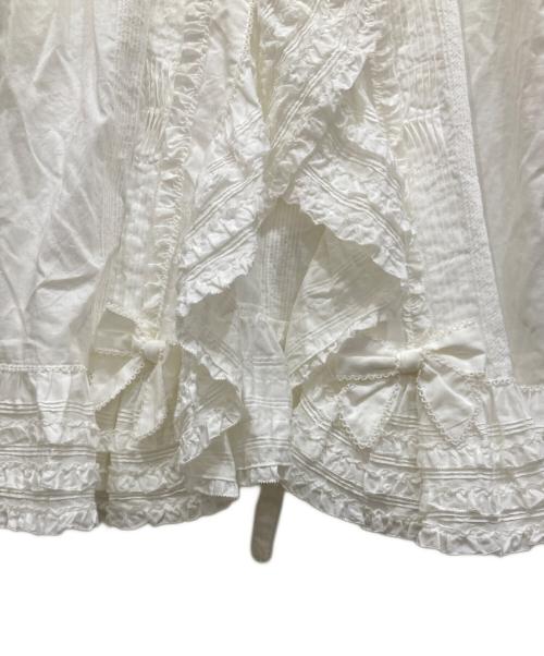 PINK HOUSE（ピンクハウス）PINK HOUSE (ピンクハウス) リボンモチーフ使いフリルオーバーブラウス ホワイト サイズ:-の古着・服飾アイテム