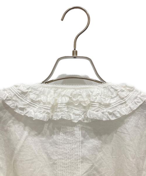 PINK HOUSE（ピンクハウス）PINK HOUSE (ピンクハウス) リボンモチーフ使いフリルオーバーブラウス ホワイト サイズ:-の古着・服飾アイテム