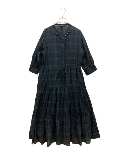 INGEBORG（インゲボルグ）INGEBORG (インゲボルグ) チェックフリルワンピース グリーン サイズ:-の古着・服飾アイテム