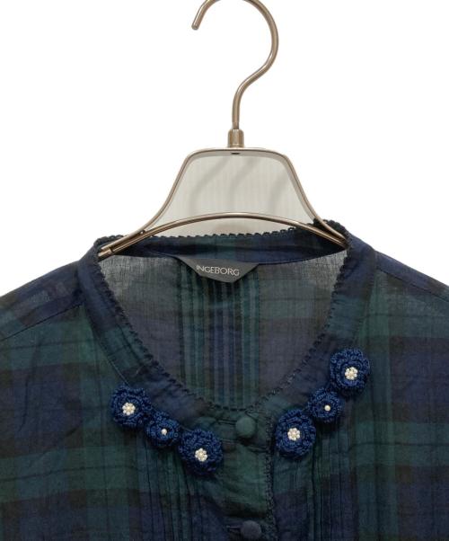 INGEBORG（インゲボルグ）INGEBORG (インゲボルグ) チェックフリルワンピース グリーン サイズ:-の古着・服飾アイテム