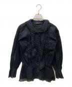 INGEBORGインゲボルグ）の古着「フランスレース使用ローンブラウス」｜ブラック