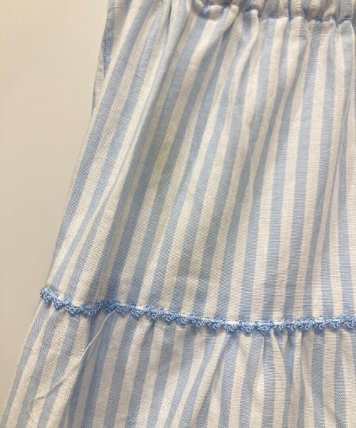 PINK HOUSE（ピンクハウス）PINK HOUSE (ピンクハウス) グラディーションリボン使いストライプティアードスカート ブルー×ホワイト サイズ:不明の古着・服飾アイテム