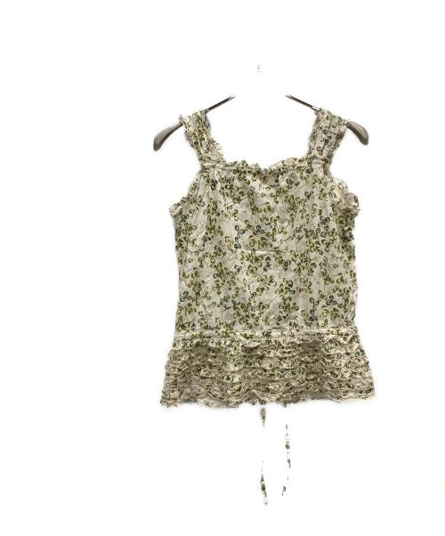 PINK HOUSE（ピンクハウス）PINK HOUSE (ピンクハウス) White Clover セットアップブラウス ベージュ×グリーン サイズ:不明の古着・服飾アイテム