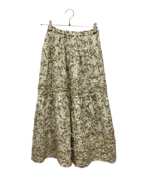 PINK HOUSE（ピンクハウス）PINK HOUSE (ピンクハウス) White Clover セットアップブラウス ベージュ×グリーン サイズ:不明の古着・服飾アイテム