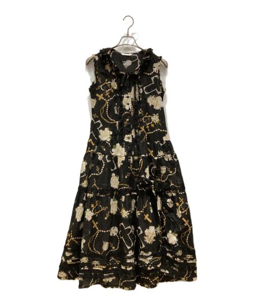 PINK HOUSE（ピンクハウス）PINK HOUSE (ピンクハウス) イノセントチャーチノースリーブワンピース ブラック サイズ:-の古着・服飾アイテム