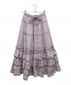 PINK HOUSEピンクハウス）の古着「グラディーションリボン使いストライプティアードスカート」｜パープル