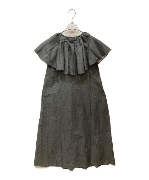 INGEBORG（インゲボルグ）INGEBORG (インゲボルグ) ライトデニムショールカラー付きワンピース ブラック サイズ:不明の古着・服飾アイテム