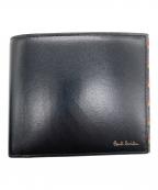 PAUL SMITHポールスミス）の古着「ブライトストライプトリム 2つ折り財布」｜ブラック