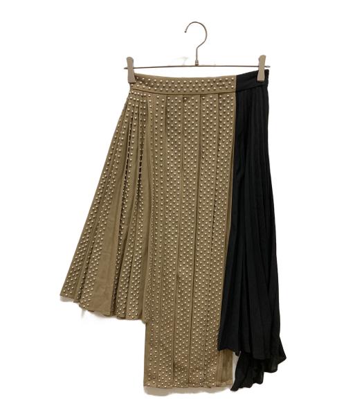H&M（エイチアンドエム）H&M (エイチアンドエム) ROKH (ロク) Wool-Blend Studded Skirt ブラウン×ブラック サイズ:SIZE 36の古着・服飾アイテム