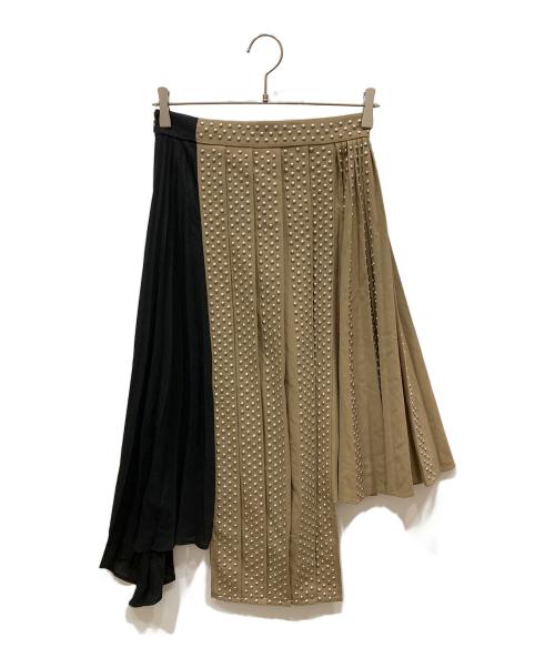 H&M（エイチアンドエム）H&M (エイチアンドエム) ROKH (ロク) Wool-Blend Studded Skirt ブラウン×ブラック サイズ:SIZE 36の古着・服飾アイテム