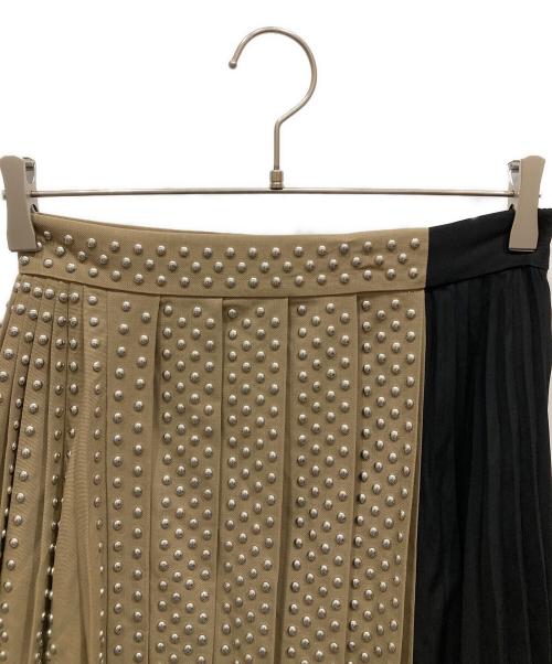 H&M（エイチアンドエム）H&M (エイチアンドエム) ROKH (ロク) Wool-Blend Studded Skirt ブラウン×ブラック サイズ:SIZE 36の古着・服飾アイテム