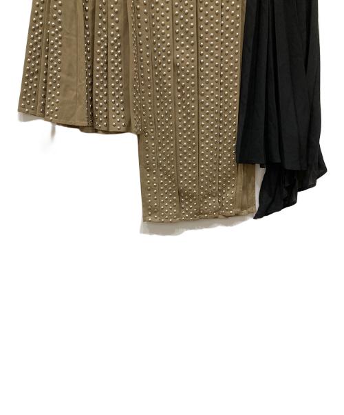 H&M（エイチアンドエム）H&M (エイチアンドエム) ROKH (ロク) Wool-Blend Studded Skirt ブラウン×ブラック サイズ:SIZE 36の古着・服飾アイテム