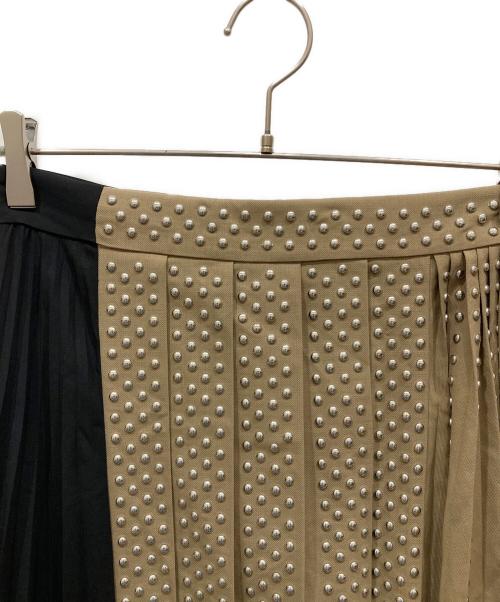 H&M（エイチアンドエム）H&M (エイチアンドエム) ROKH (ロク) Wool-Blend Studded Skirt ブラウン×ブラック サイズ:SIZE 36の古着・服飾アイテム