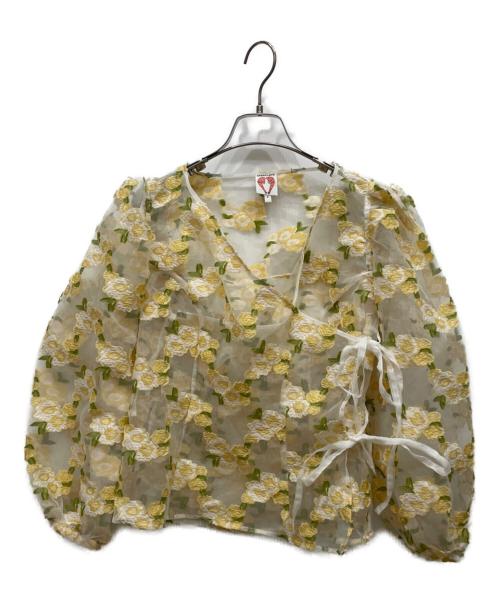 shrimps（シュリンプス）shrimps (シュリンプス) レースブラウス イエロー サイズ:8の古着・服飾アイテム