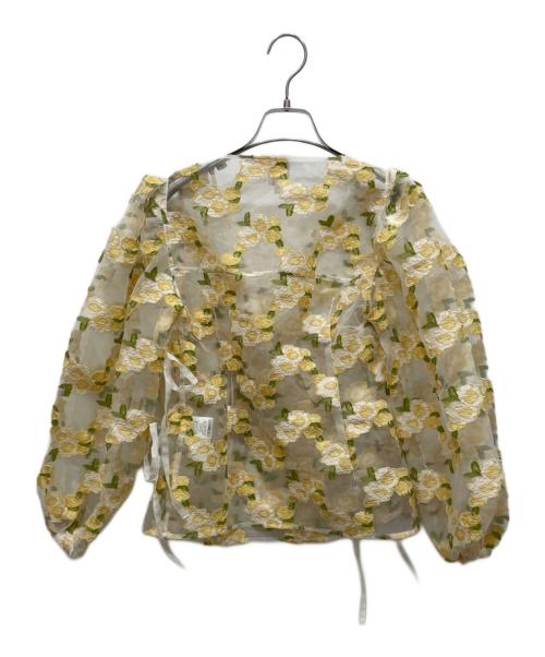 shrimps（シュリンプス）shrimps (シュリンプス) レースブラウス イエロー サイズ:8の古着・服飾アイテム