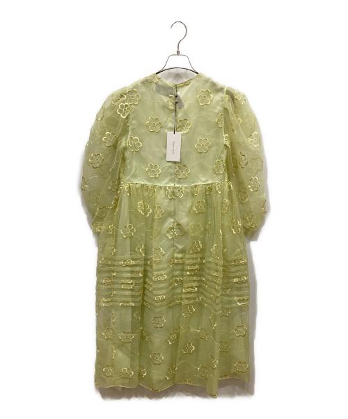 Simone Rocha（シモーネ ロシャ）Simone Rocha (シモーネ ロシャ) polyester-blend floral-embroidered organza balloon sleeve midi dress イエロー サイズ:SIZE 6の古着・服飾アイテム
