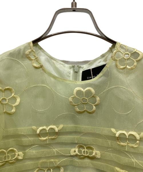 Simone Rocha（シモーネ ロシャ）Simone Rocha (シモーネ ロシャ) polyester-blend floral-embroidered organza balloon sleeve midi dress イエロー サイズ:SIZE 6の古着・服飾アイテム