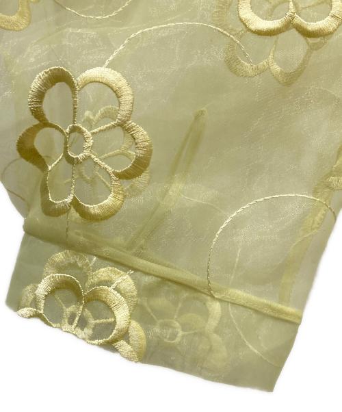 Simone Rocha（シモーネ ロシャ）Simone Rocha (シモーネ ロシャ) polyester-blend floral-embroidered organza balloon sleeve midi dress イエロー サイズ:SIZE 6の古着・服飾アイテム