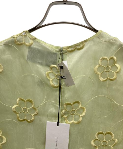 Simone Rocha（シモーネ ロシャ）Simone Rocha (シモーネ ロシャ) polyester-blend floral-embroidered organza balloon sleeve midi dress イエロー サイズ:SIZE 6の古着・服飾アイテム