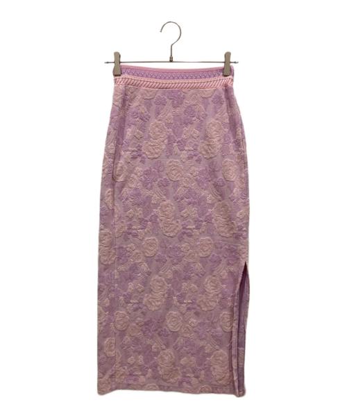 Mame Kurogouchi（マメクロゴウチ）mame kurogouchi (マメクロゴウチ) Flowered Velour Jacquard Skirt ピンク サイズ:SIZE 1の古着・服飾アイテム