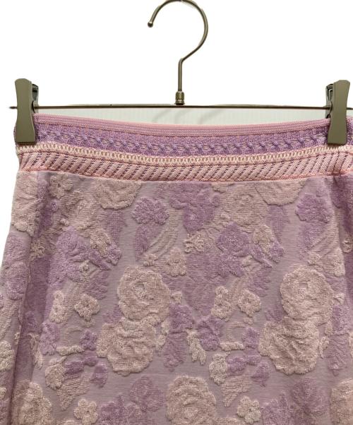 Mame Kurogouchi（マメクロゴウチ）mame kurogouchi (マメクロゴウチ) Flowered Velour Jacquard Skirt ピンク サイズ:SIZE 1の古着・服飾アイテム