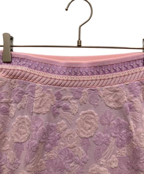 Mame Kurogouchi（マメクロゴウチ）mame kurogouchi (マメクロゴウチ) Flowered Velour Jacquard Skirt ピンク サイズ:SIZE 1の古着・服飾アイテム