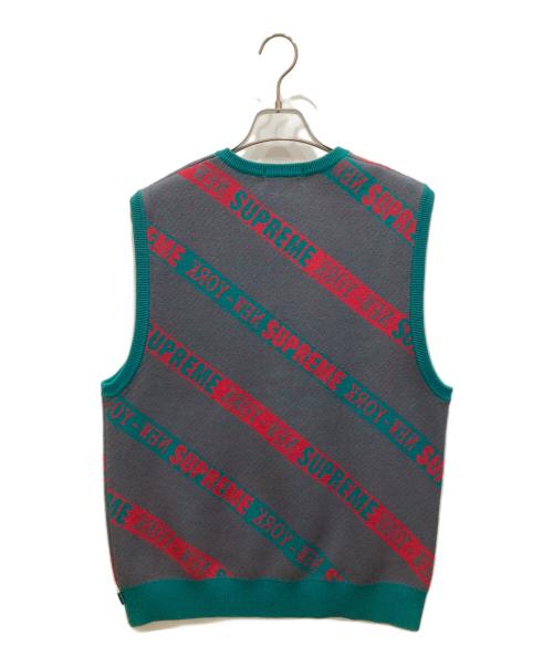 SUPREME（シュプリーム）Supreme (シュプリーム) ストライプセーターベスト ブルー×グレー サイズ:SIZE Mの古着・服飾アイテム