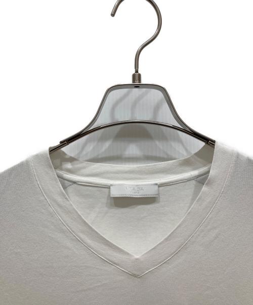 PRADA（プラダ）PRADA (プラダ) ポケットTシャツ ホワイト×ネイビー サイズ:XSの古着・服飾アイテム