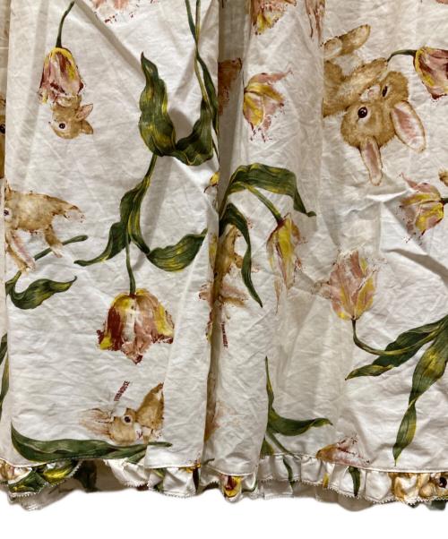 PINK HOUSE（ピンクハウス）PINK HOUSE (ピンクハウス) チューリップうさぎプリントワンピース ベージュ×ピンク サイズ:不明の古着・服飾アイテム