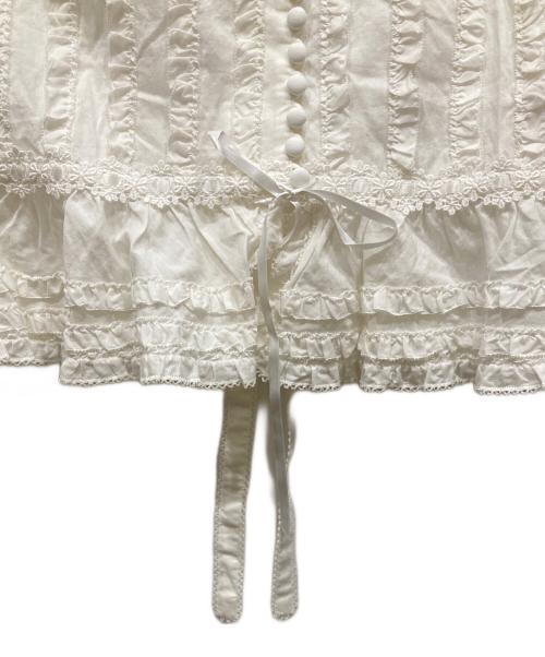 PINK HOUSE（ピンクハウス）PINK HOUSE (ピンクハウス) フリルノースリーブブラウス アイボリー サイズ:SIZE Freeの古着・服飾アイテム