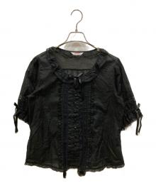 PINK HOUSE（ピンクハウス）の古着「天日干し風ビンテージワッシャーブラウス」｜ブラック