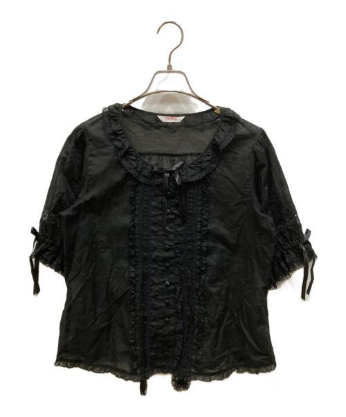 PINK HOUSE（ピンクハウス）PINK HOUSE (ピンクハウス) 天日干し風ビンテージワッシャーブラウス ブラック サイズ:SIZE Freeの古着・服飾アイテム