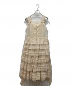 PINK HOUSEピンクハウス）の古着「レースチュール段々ワンピース」｜ベージュ