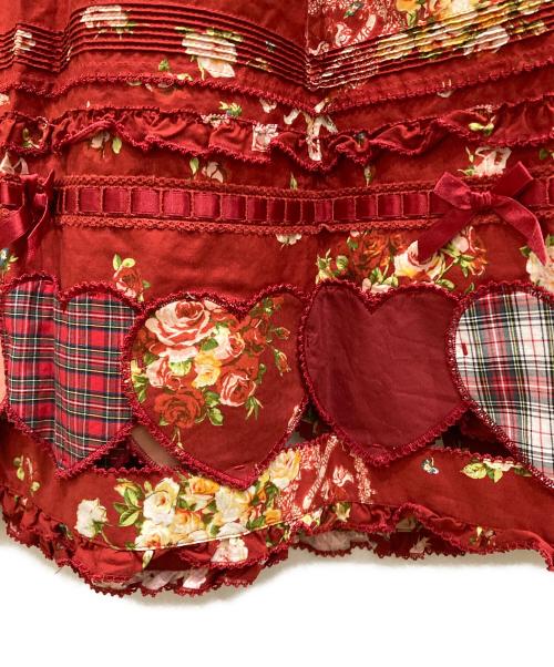 PINK HOUSE（ピンクハウス）PINK HOUSE (ピンクハウス) アンジェリークローズプリントパッチワークスカート レッド サイズ:SIZE Freeの古着・服飾アイテム