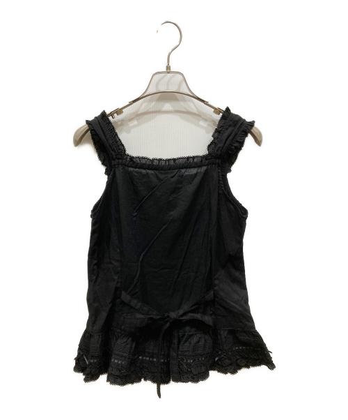 PINK HOUSE（ピンクハウス）PINK HOUSE (ピンクハウス) フリルノースリーブブラウス ブラック サイズ:SIZE Freeの古着・服飾アイテム