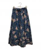 PINK HOUSEピンクハウス）の古着「シロツメ草とレンゲ草プリントスカート」｜ネイビー×グリーン