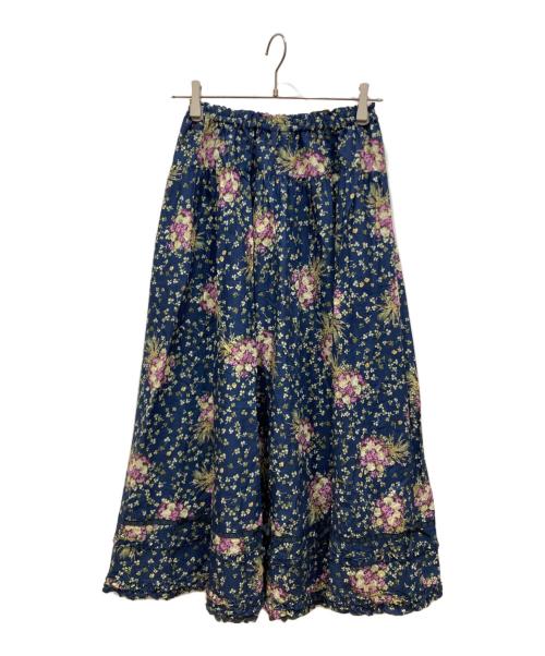 PINK HOUSE（ピンクハウス）PINK HOUSE (ピンクハウス) シロツメ草とレンゲ草プリントスカート ネイビー×グリーン サイズ:SIZE Freeの古着・服飾アイテム